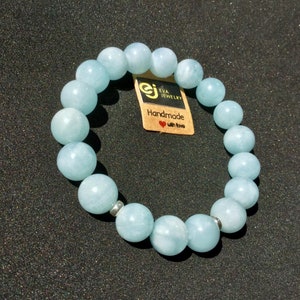 Aquamarine Bracelet, 10mm, Aquamarine Jewelry, Genuine Aquamarine Beads, March Birthstone, Aquamarine NaturalBracelet,Gemstone Jewelry Gift