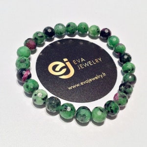 Natural Facetted Ruby Zoisite Anyolite Beads Bracelet 8mm Beutiful Handmade 8mm Beaded Gemstone Gift Bracelet Stack Bracelet Unisex Bracelet