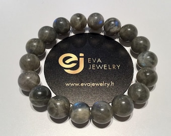 Pulsera de cuentas brillantes de labradorita, pulsera de piedras preciosas hecha a mano, 10 mm