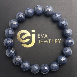 Sapphire, Corundum, Blue, Bracelet, 10,5-11mm, Faceted Beads, Genuine Sapphire Beads, Natural Bracelet Gemstone Jewelry Gift For Mom For Her