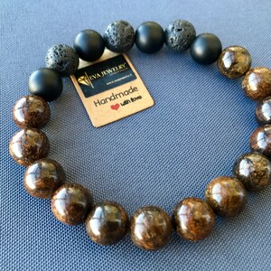 Bronzite Bracelet Gemstone Bracelet Power Bracelet Mens Bracelet Protection Bracelet Root Chakra Bracelet Mala Bracelet 10mm Bronzite Beads