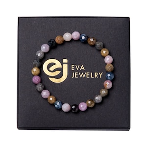 Sapphire, Corundum, Ruby, Multicolor Bracelet, 7-7,5mm Faceted Beads, Genuine Sapphire Beads, Natural Bracelet Gemstone Jewelry Gift For Mom
