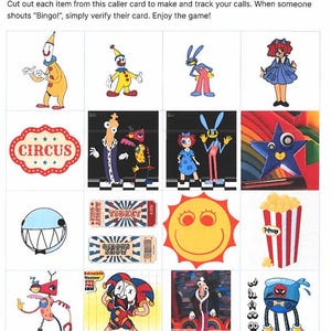 Digital Circus Bingo - Plain