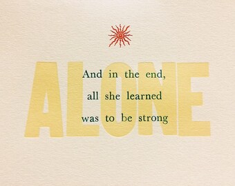 Alone Letterpress Print