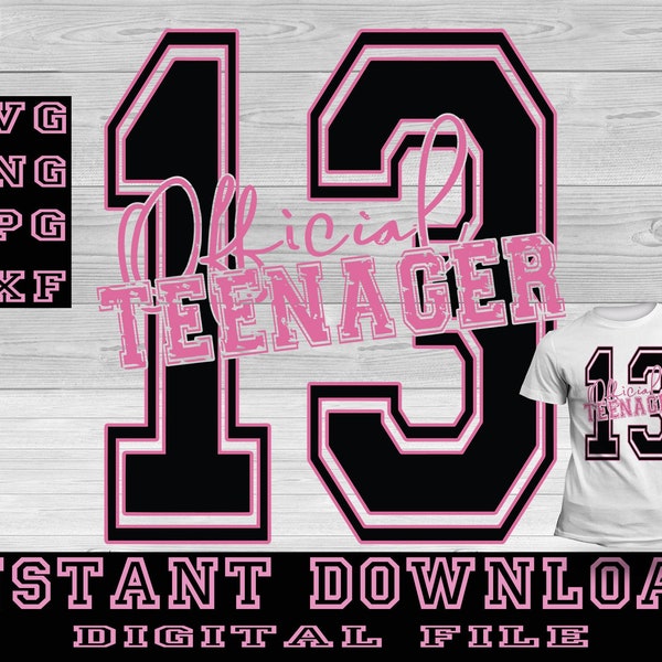 Victoria Secret Pink Inspired Official Teenager svg Tween to Teen Birthday shirt graphic for 13th Birthday