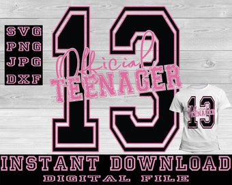 Victoria Secret Pink Inspired Official Teenager svg Tween to Teen Birthday shirt graphic for 13th Birthday