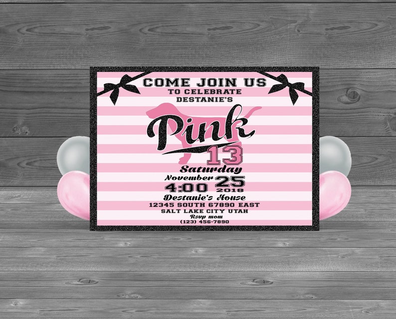 Victoria Secret Pink inspired Customized Birthday party Etsy