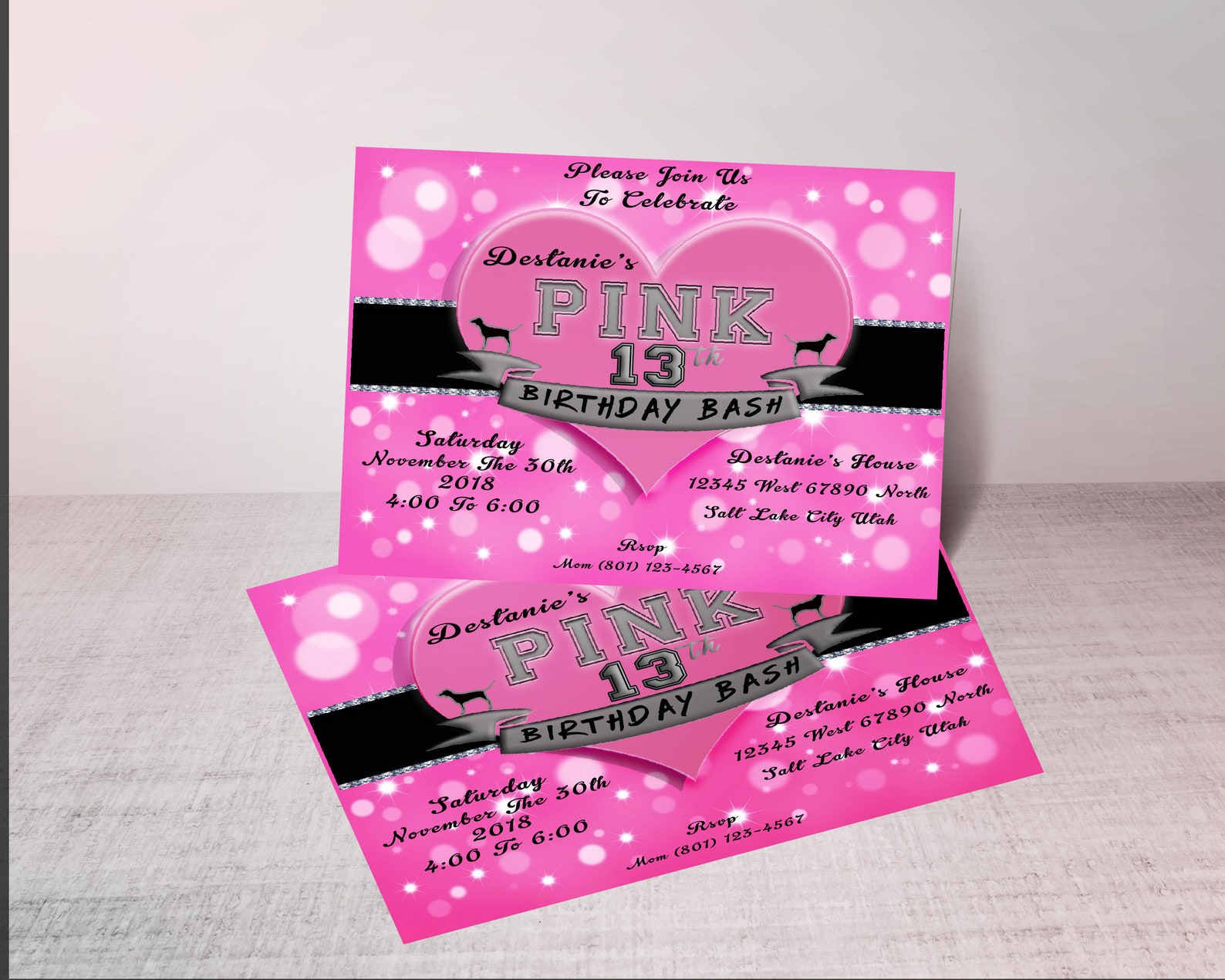 Victoria Secret Pink Inspired Birthday Invitation for Teen Etsy