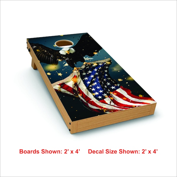 American Flag with Eagle Cornhole Wrap