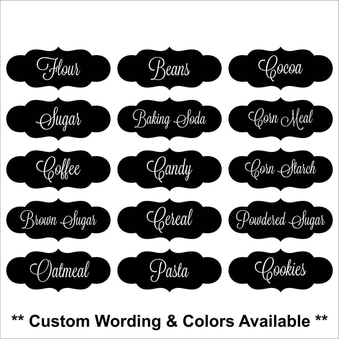 Kitchen Canister Labels Kitchen Canister Decals Kitchen Etsy
