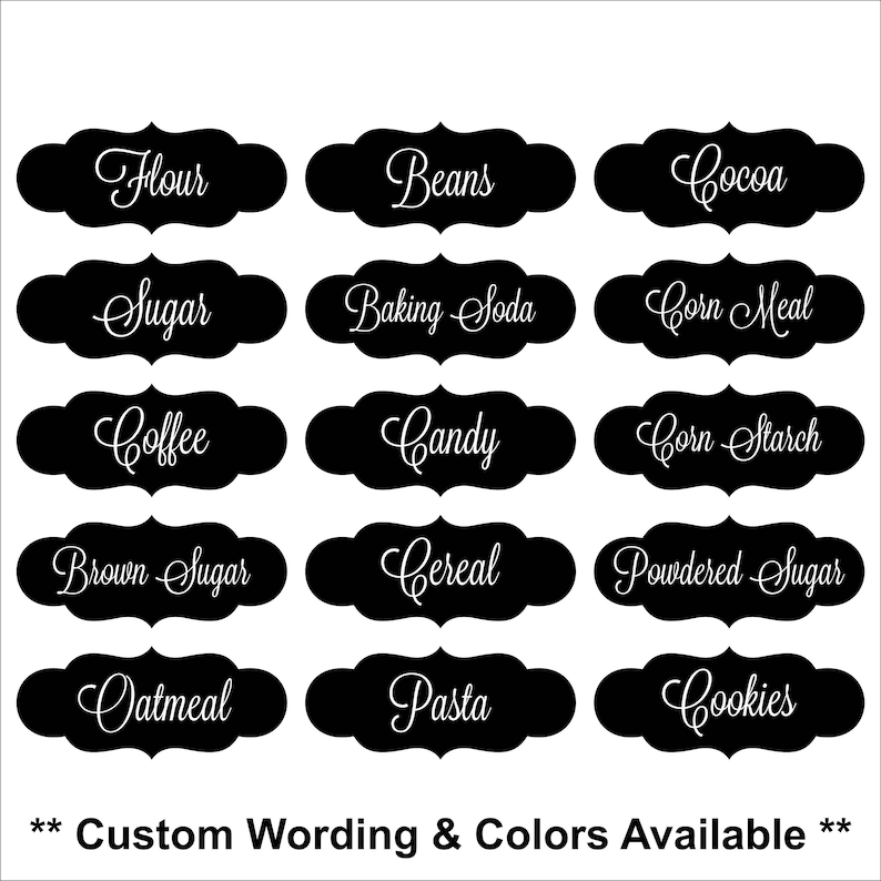Kitchen Canister Labels Kitchen Canister Decals Kitchen Etsy