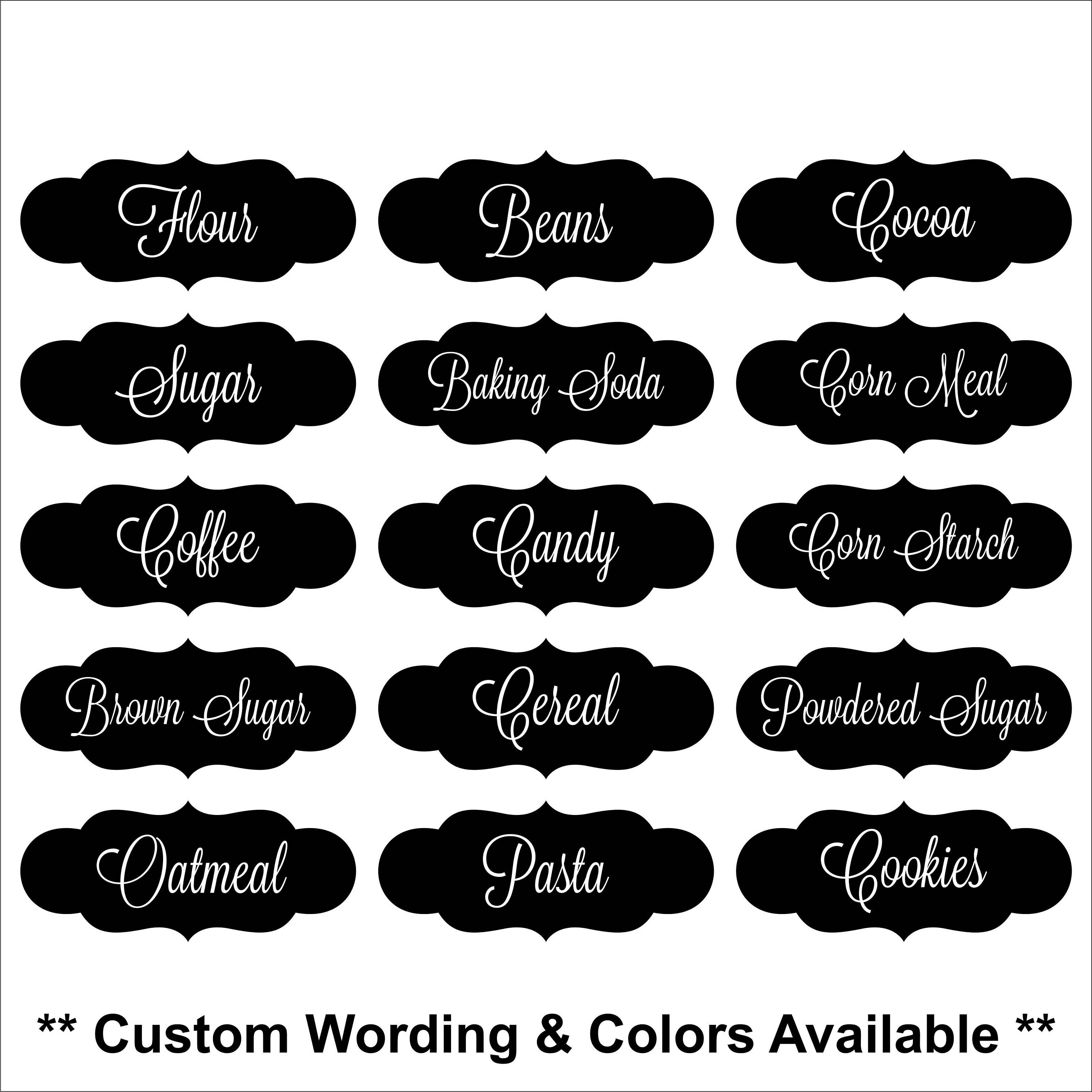 Kitchen Canister Labels Kitchen Canister Decals Kitchen Etsy