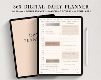 Planificador diario minimalista digital, Descarga digital, Planificador Goodnotes, 2025