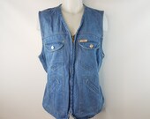 Vintage 1980s-90s Gitano Vintage Denim Zip Up Vest- Women 39 s Size Large