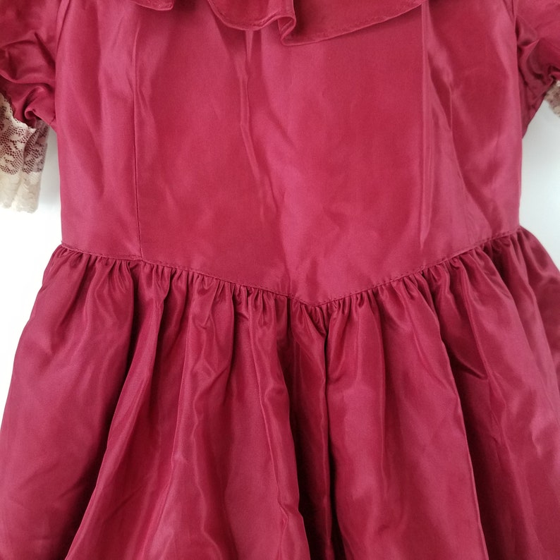 Wine and Ecru Size 4 Pageant Twirl Circle Dress Vintage Girl/'s Lace Ruffled Dress by Lilo of California