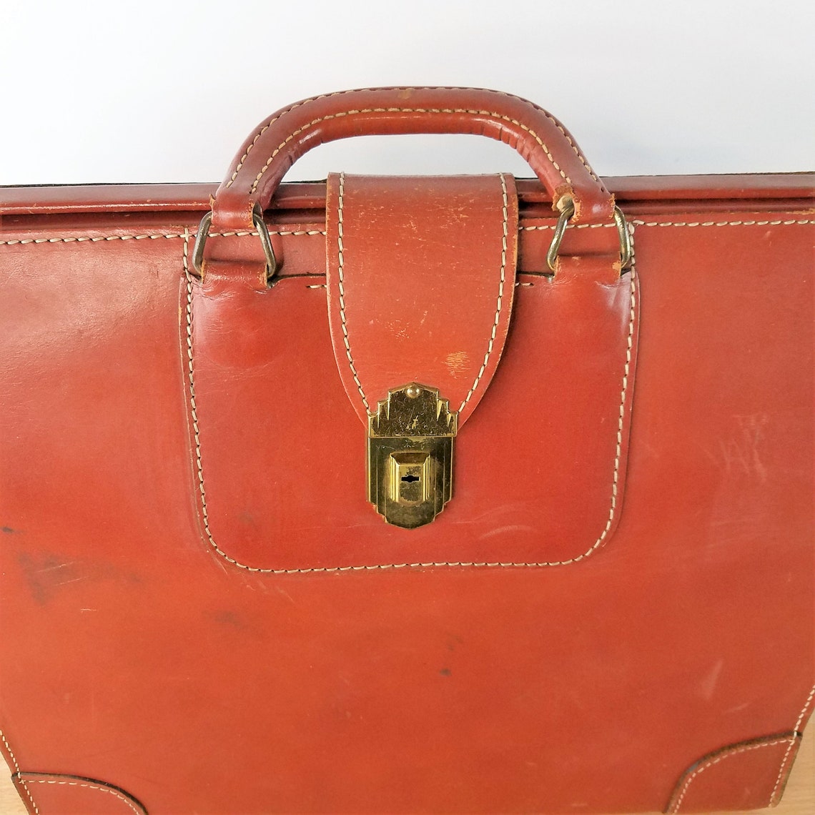 Vintage Distressed Leather Briefcase Satchel Lawyer Etsy