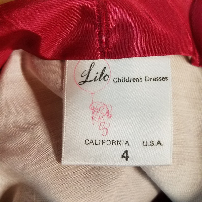 Wine and Ecru Size 4 Pageant Twirl Circle Dress Vintage Girl/'s Lace Ruffled Dress by Lilo of California