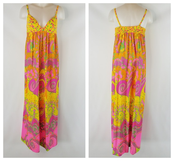 Vintage 60s Funky Psychedelic Day Glo Hawaiian Max