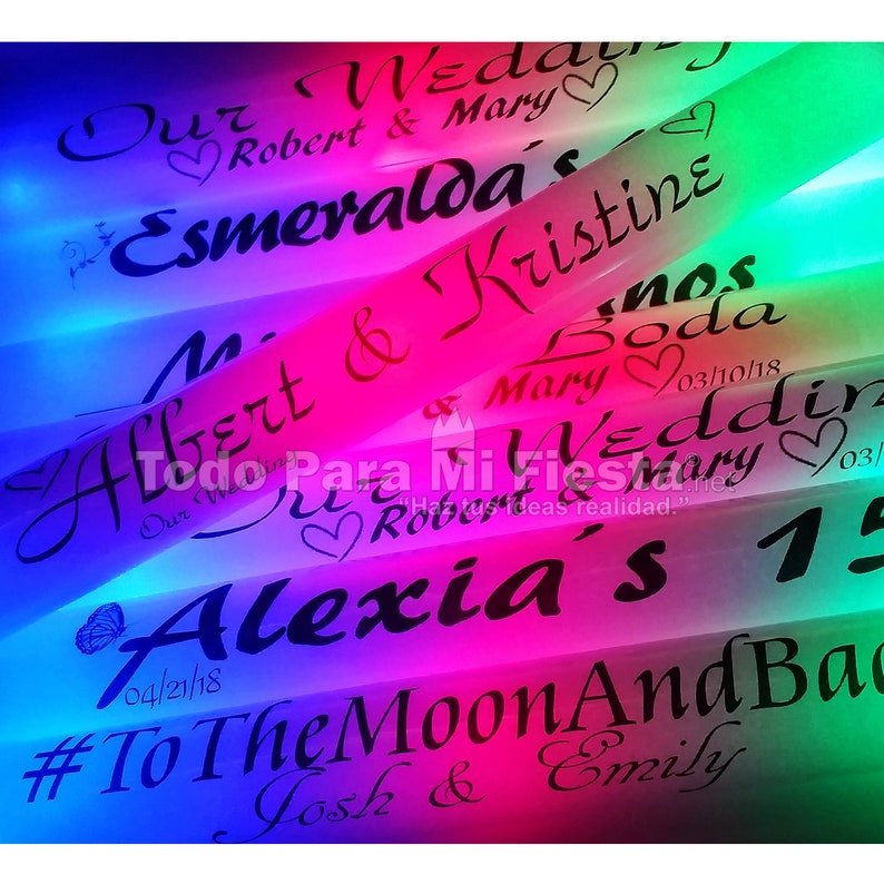 Personalized Flashing Glow Stick Personal Wedding Party Favor Glow In The Dark Sticks Baton Wand Wedding Supplies Personalizados 40 pc