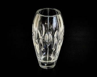 Vintage Stuart Crystal Ovoid Ellipse Pattern Vase, Designed by John Luxton