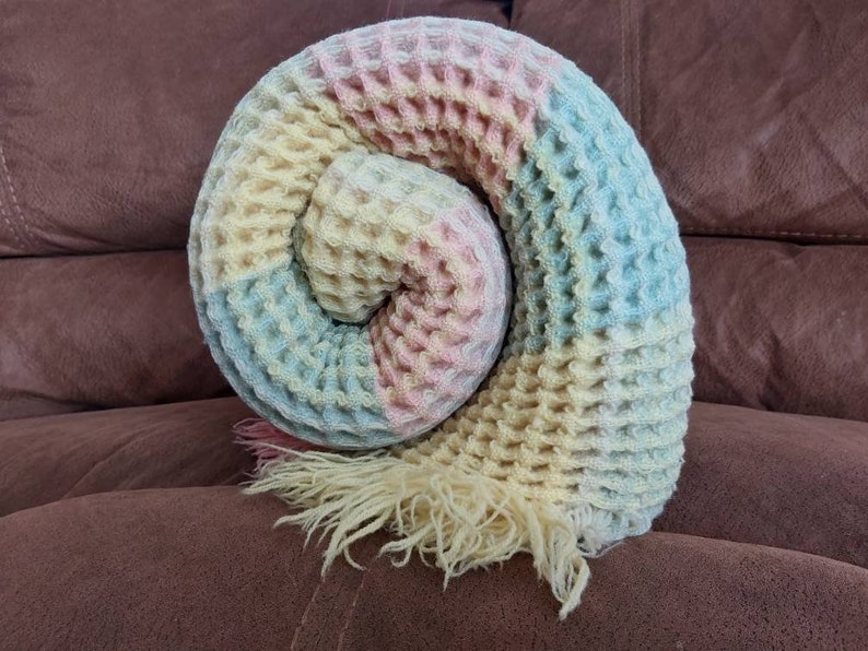 Vintage 1950s Welsh Wool Waffle Blanket Rainbow Etsy