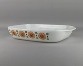 JAJ Pyrex Iris Orange 535 Chicken Roaster Casserole Dish, 1969, Iris Medallion (2)