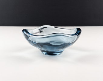 Vintage Whitefriars #9517 Pale Blue Glass Bowl, Square / Rectangle Shape, 1960's English Art Glass, Geoffrey Baxter