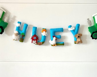 Personalized Farm Animal Garland: Tractor Nursery Decor