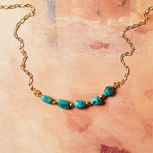 turquoise and gold bead necklace - turquoise stone necklace - gold bead necklace - crystal necklace - December birthday - sagittarius stone