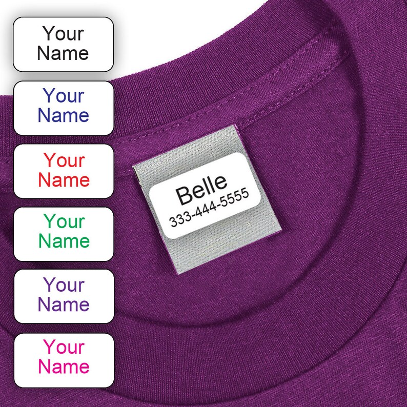 30 Custom Self Adhesive Clothing Name Labels Choose Font Color Etsy