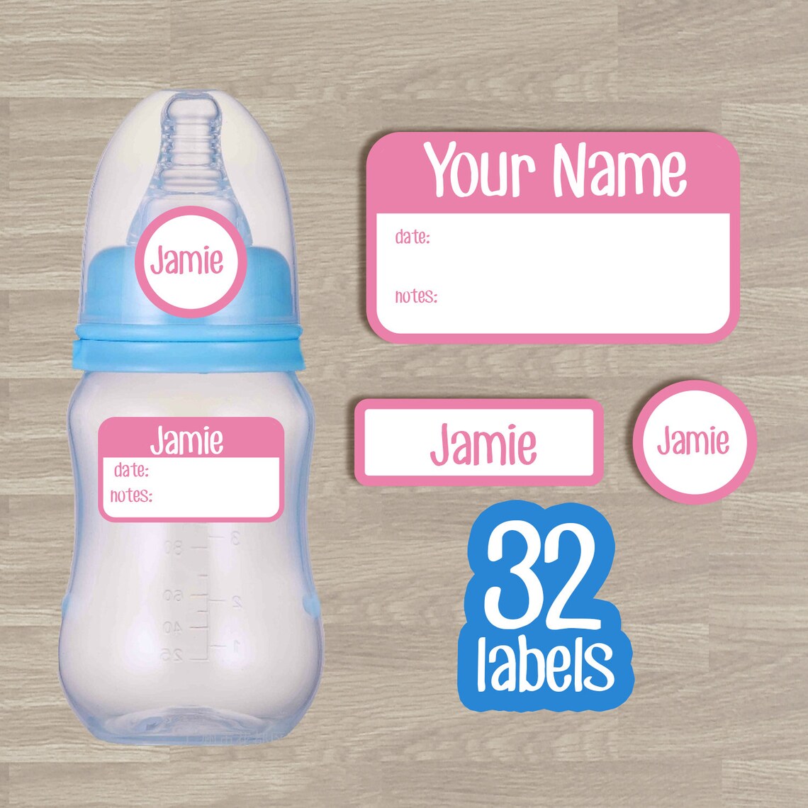 Custom Baby Bottle Labels 32set Personalized Waterproof Etsy