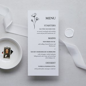 ISLA - Menukaart voor bruiloft, op de dagbewegwijzering, moderne bruiloft, eenvoudig en elegant ontwerp