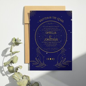 CELESTE - Zodiac Wedding Invitation, Simple Wedding Invite Set, Modern Wedding Invitation, Digital Download, Wedding Stationery, Astrology