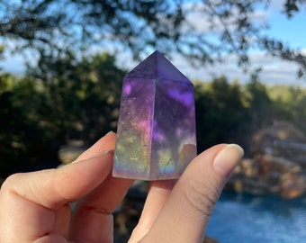 Rainbow Aura Quartz Tower