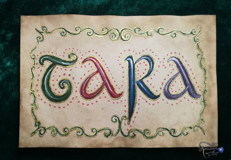 Tara calligraphy name sign in uncial script medieval Etsy