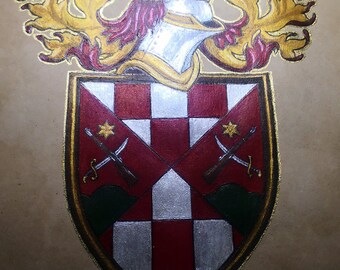 Family Coat of Arms Original Design, Precious and Special Family gift, One of a kind Old World Art, Heirloom art gift, Heraldic Art