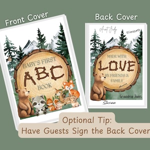 Let the Adventure Begin Woodland Baby Shower ABC guestbook, Boy Adventure Baby Shower