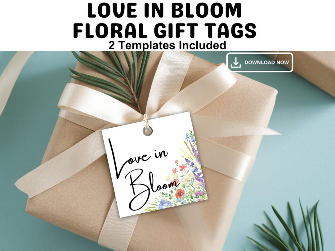 Love in Bloom Wildflower Wedding Shower Printable Gift Tag, Bridal ...