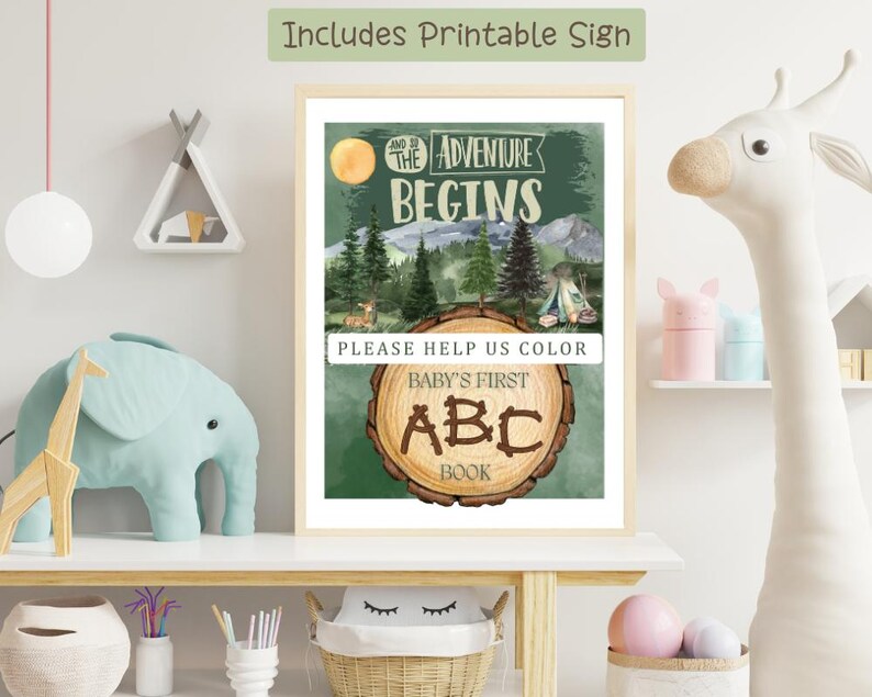 Forest wild one baby shower book