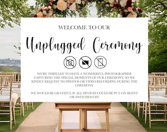 Personalised Unplugged Ceremony Wedding Sign: Foamex Board, A1/A2/A3