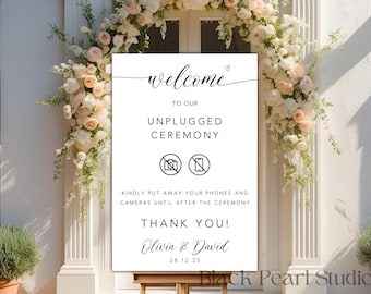 Personalised Unplugged Ceremony Wedding Sign: Foamex Board, A1/A2/A3