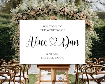 Personalised Wedding Welcome Sign: White Foamex Board, Custom Design