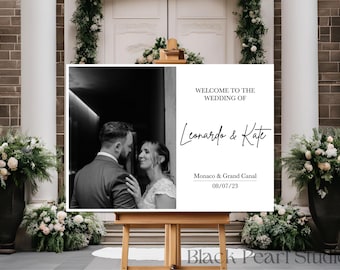 Personalised Wedding Photo Welcome Sign: Foamex Board, Custom Sizes, Modern Table Plan
