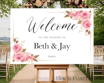 Personalised Wedding Welcome Sign: Floral Foam Board, Custom Sizes