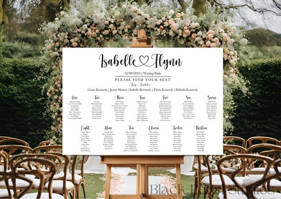 Personalised Wedding Seating Chart: Foamex Board, Custom Table Plan