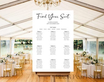 Minimalist Seating Plan Wedding Welcome Sign - Table Plan - Seating Chart - Modern Minimalist Design - A1, A2, A3, A0, Extra Large