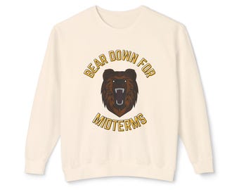 Bear Down for Midterms Lightweight Sweatshirt, Funny Community TV Show Inspired Crewneck, Unisex College Student Gift, Angry Bear Sweater