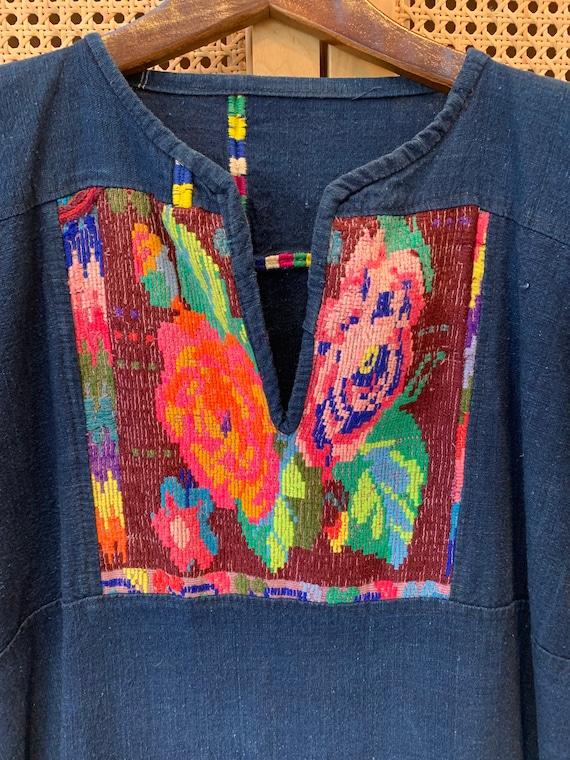 Vintage Guatemalan Indigo Hand Loomed Shirt, Mexi… - image 4
