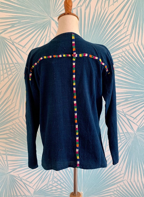 Vintage Guatemalan Indigo Hand Loomed Shirt, Mexi… - image 5