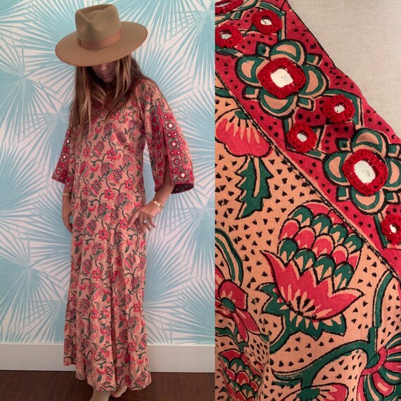 Vintage Ramona Rull Embroidered and Mirrored Kafta